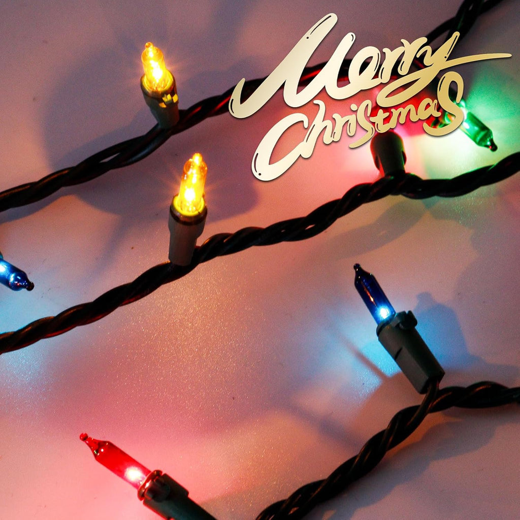 Multicolor Christmas Lights String 25FT 100 Count Incandescent Bulbs Mini Lights with Green Wire for Christmas Tree, Garland, Wedding, Party, Home, Indoor & Outdoor Festival Decoration