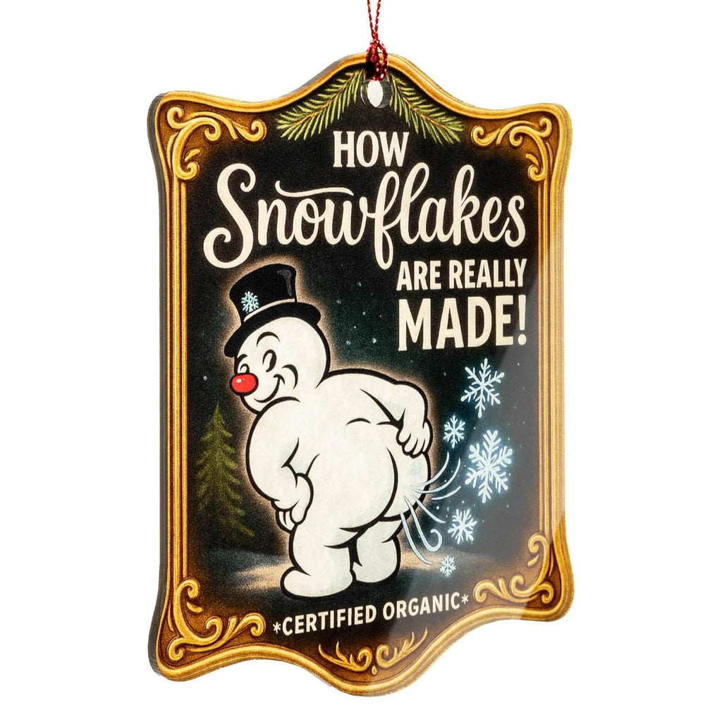 Funny Snowman Christmas Ornament – How Snowflakes Are Really Made – Hilarious Holiday Gag Gift for Adults, White Elephant Exchange, Office Party, Stocking Stuffer