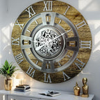 The Gears Clock Real Moving Gear Wall Clock England Line (Gold Antique, 24 inches (60 cm))