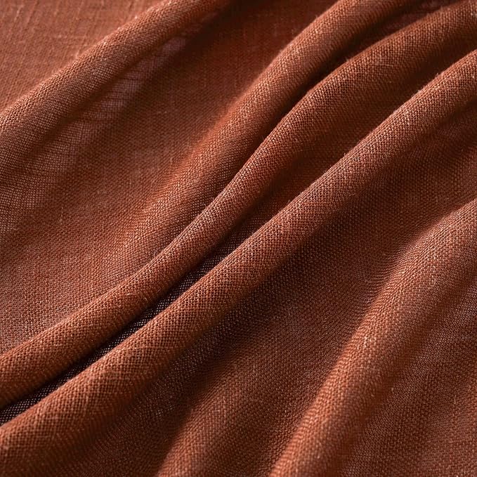 MIULEE Burnt Orange Fall Linen Curtains 52x54 Inch 2 Panels - Image 4
