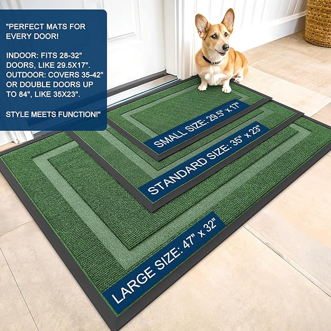 OLANLY Front Door Mat Outside 59x34, All-Season Heavy-Duty Rubber Doormat | - Image 2