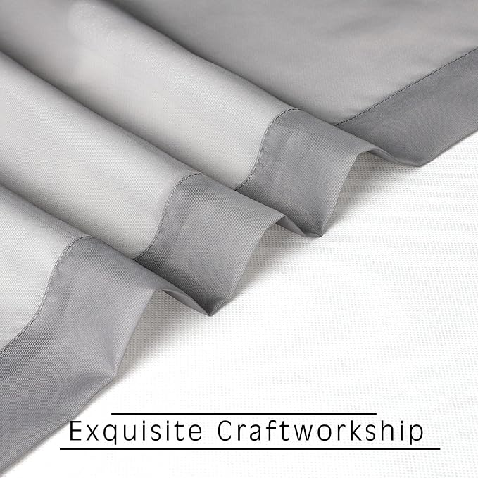 2 Panels Grey Sheer Curtains, Elegant Light Filtering Sheer Curtains Window - Image 5