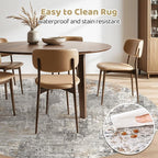 LOONGRUG Round Rug 8x8 Washable Large Neutral Modern Circle Rugs Grey Rust | - Image 5