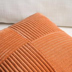 Fancy Homi 2 Packs Orange Fall Decorative Throw Pillow Covers 16x16 Inch for Living Room Couch Bed Sofa, Farmhouse Boho Home Decor, Soft Corss Patchwork Corduroy Textured Square Cushion Case 40x40 cm