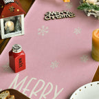 Artoid Mode Xmas Trees Snowflakes Pink Merry Christmas Table Runner, Winter Seasonal Kitchen Dining Table Decoration for Home Party Decor 13x108 Inch