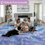 9x12 Area Rug Living Room Bedroom: Fluffy Plush Shag Carpet Rainbow - Image 4