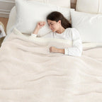 Snuggle Sac Buttery Ivory Bedding Blankets Twin Size 60x80, Super Soft Blankets Warm Cozy Knit Fuzzy Plush Blanket for Sofa, Bed, Living Room, Heather Ivory, 60x80 inches