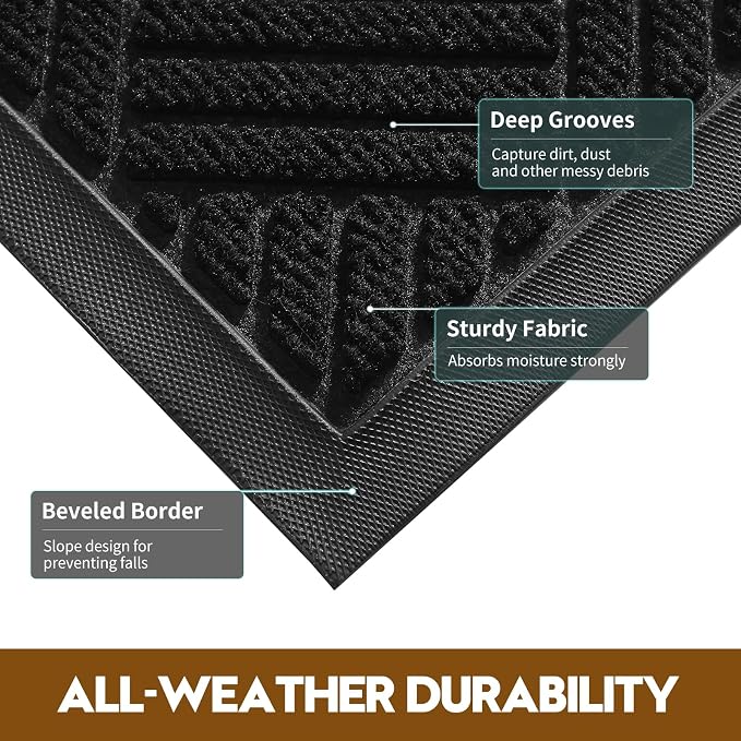 Front Door Mat, Heavy Duty Waterproof Doormat 29.5"x17", Stain Fade Resistant - Image 2