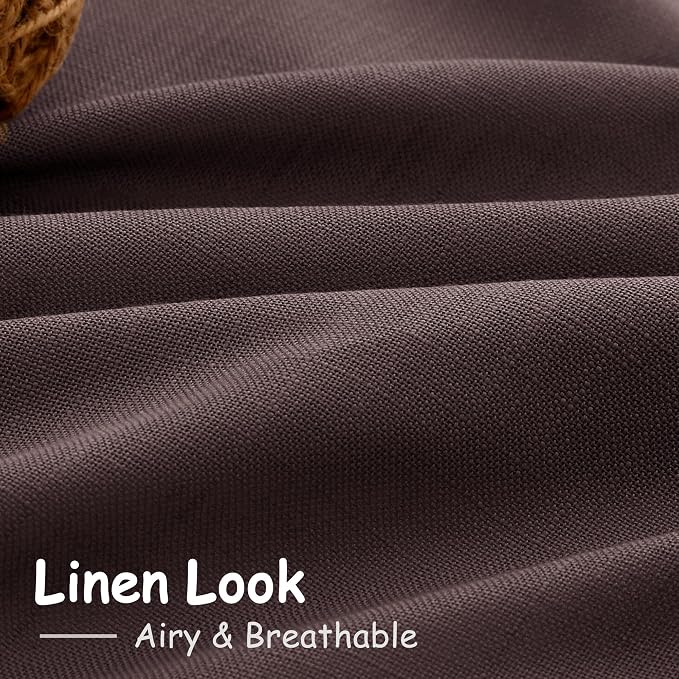 Coffee Brown Linen Curtains for Living Room 100 Inches Long Light Filtering - Image 4