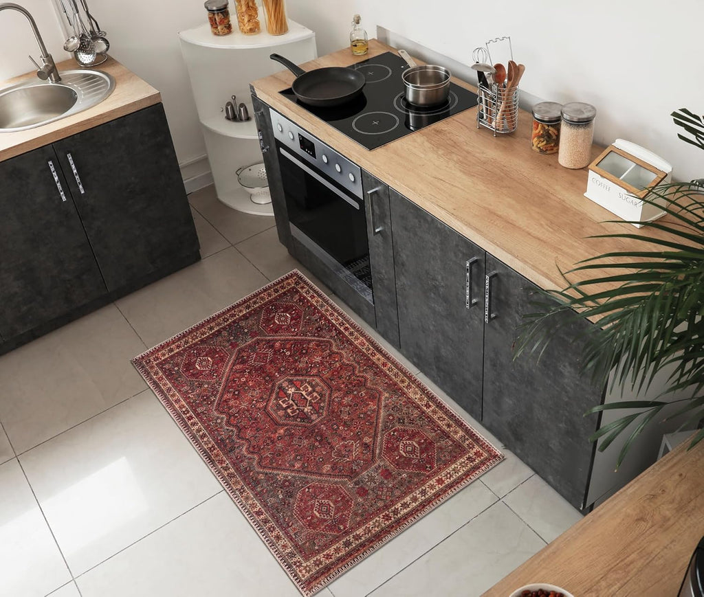 Keen Home Design 2x3 Rug - Machine Washable Entry Rug with Non-Slip Backing, Ideal for Enteryway, Kitchen, Bathroom, Laundry Room - Vintage, Easy Clean, Durable, Low Pile Rug - (2' x 3')