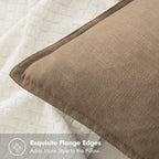 MIULEE Decorative Linen Euro Sham Pillow Covers 22x22 Inch Khaki | Boho - Image 2