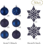 Valery Madelyn Christmas Tree Decorations Ornament Set for Fall Halloween, 50ct 2.36 Inches Navy Blue Shatterproof Christmas Ball Ornaments Hanging Xmas Holiday Party Decor