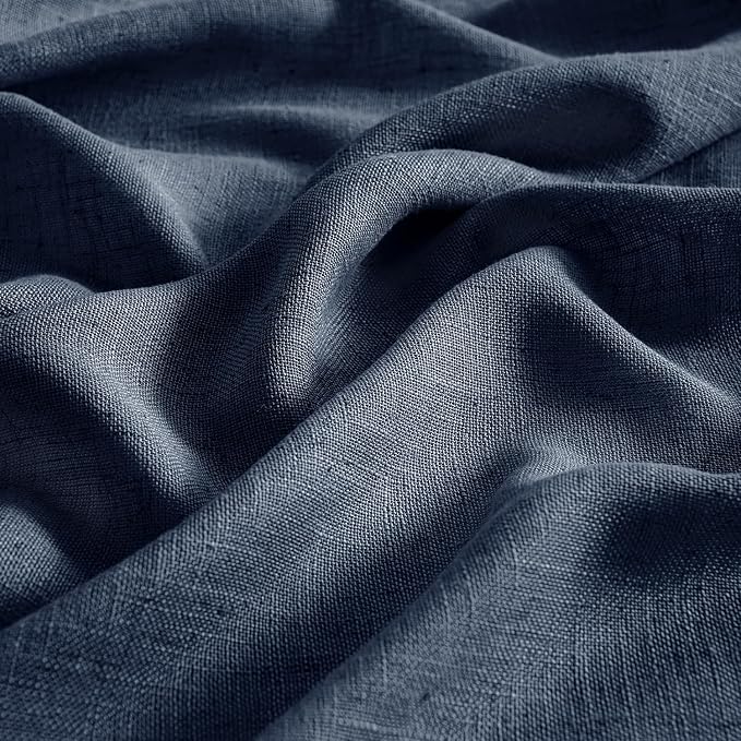MIULEE Navy Blue Linen Curtains 52x90 Inch 2 Panels - Image 4