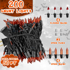 Halloween Lights Orange Lights, 50FT 200 Count Incandescent Connectable Fall Light, 120V UL Listed Waterproof Halloween Decorations for Autumn Indoor Outdoor Party Home Garden Yard Decor