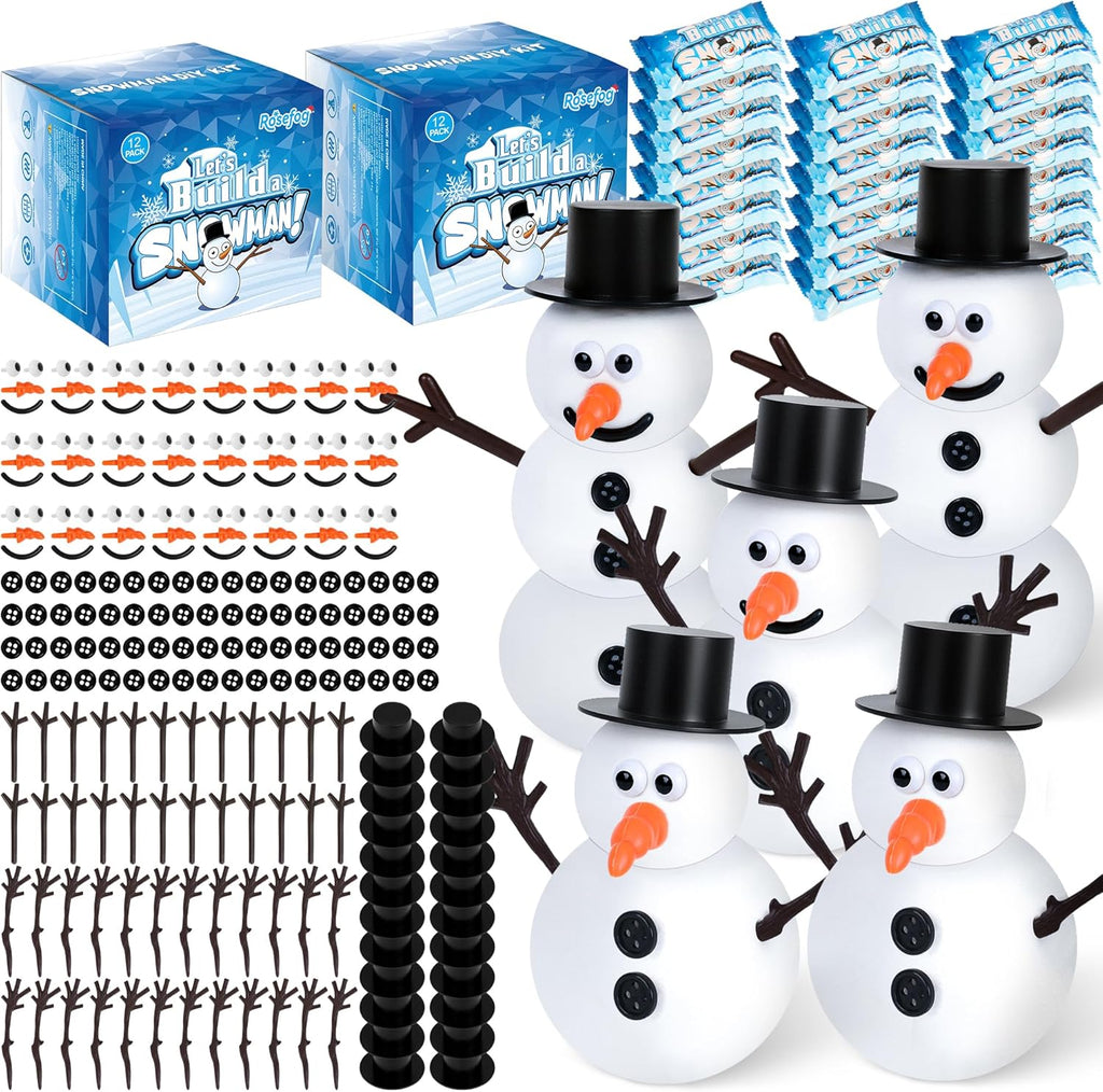 24 Pack Snowman Crafts, Christmas Decoration DIY Kit, Christmas Snowman Gift Bulk, Build a Modeling Clay Snowman Kit with Air Dry Clay Xmas Stocking Stuffers Gift for Party Favors Winter Activities