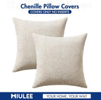MIULEE Decorative Neutral Beige Euro Sham Pillow Covers 24x24 Inch 2 Pack | - Image 7