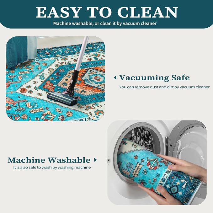 SERISSA 9x12 Washable Non Slip Boho Area Rug - Image 3