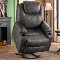 SALOHZA Power Lift Recliner Chair for Elderly with Massage and Heat for Living Room, Electric Recliner Chair for Adults with USB/Type C Port/Cup Holders, PU Faux Leather, Grey