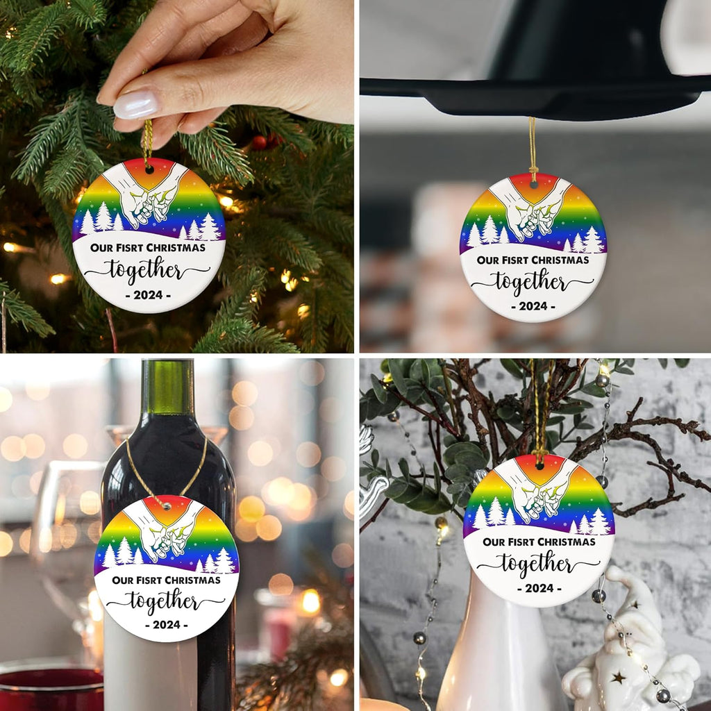 LGBT Ornaments Christmas 2024 - Our First LGBT Ornament, Christmas Together Gift, 1st Xmas Together Keepsake Ornament 2024