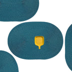 AHHFSMEI Placemats Set of 4 for Dining Table Washable Woven Vinyl Non-Slip 18x12 inches Placemat Heat-Resistant Durable Table Mats for Dining Table Easy to Clean (Oval Blue, 4)