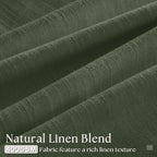 Pleated Semi Sheer Memory Shape Olive Green Linen Curtains 90 Inches Long | - Image 3