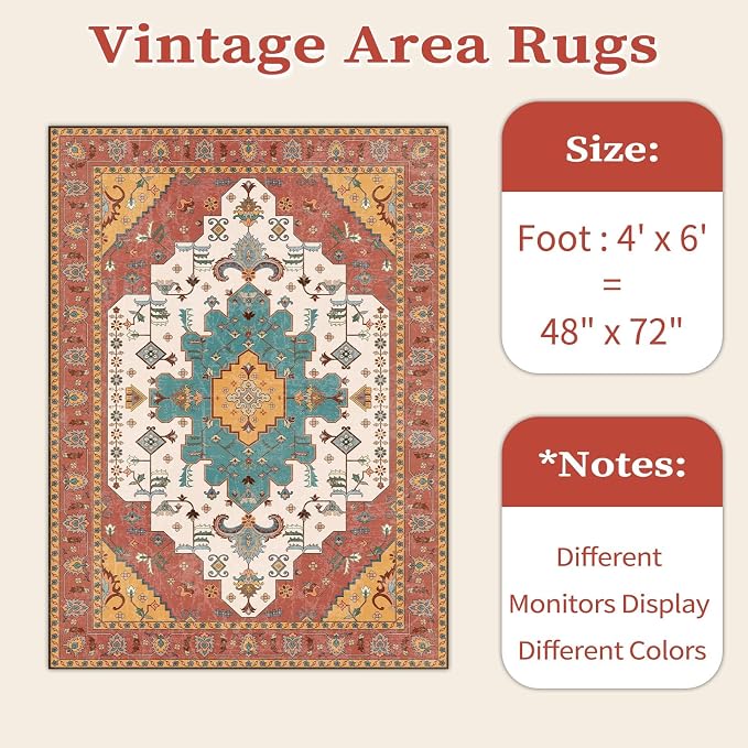 SERISSA 4x6 Washable Non Slip Boho Area Rug - Image 6