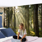 Onivein Forest Tapestry Nature Sunlight Streaming Through Green Trees Wall Hanging for Bedroom Living Room Office Decor 60 x 40 Inches