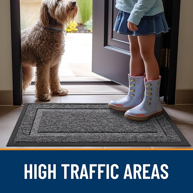 OLANLY Front Door Mat Outside 47x17, All-Season Heavy-Duty Rubber Doormat | - Image 6