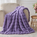 Lotus Karen Faux Fur Throw Blanket Purple - Big Bubble Rabbit Fluff Blanket for Couch Bed Sofa,Softest Fluffy Fuzzy Cozy Blanket,Thick Furry Plush Shaggy Warm Blankets for Women,60x80 Inches