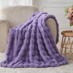 Lotus Karen Faux Fur Throw Blanket Purple - Big Bubble Rabbit Fluff Blanket for Couch Bed Sofa,Softest Fluffy Fuzzy Cozy Blanket,Thick Furry Plush Shaggy Warm Blankets for Women,60x80 Inches