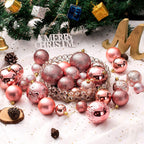 Senjie Rose Gold Shatterproof Christmas Ornaments, 32 Pcs, Plastic, Hanging, Christmas, Wedding