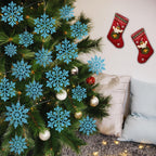 36pcs Christmas Light Blue Snowflake Ornaments Plastic Glitter Snow Flakes Ornaments for Winter Christmas Tree Decorations Size Varies Craft Snowflakes