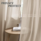 RYB HOME Farmhouse Boho Linen Sheer Curtains 90 inches Long - Image 3