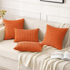 MIULEE Fall Corduroy Decorative Throw Pillow Covers 18x18 Orange Pack of 2 | - Image 4