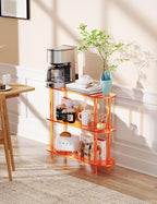 Clear Bookshelf, Acrylic Bookcase with Open Book Shelf for Office Living Room Bedroom (3 Tier Orange)
