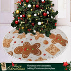 Gingerbread Christmas Tree Skirt - 48 Inch Xmas Tree Mat for New Year Party Decorations