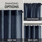 MIULEE Navy Blue Linen Curtains 52x84 Inch 2 Panels - Image 3
