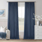 Indigo Navy Pleated Linen Blackout Curtains 90 Inches Long - Image 9