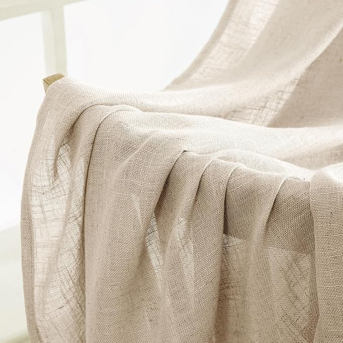 MIULEE Light Taupe Linen Curtains 52x54 Inch Length - Image 6