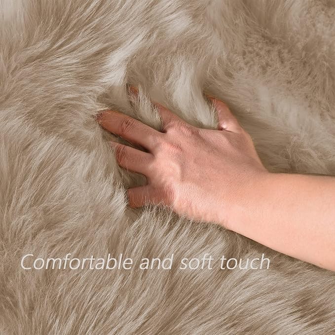 Latepis Throw 2x6 Rug Runner Light Brown Faux Fur Rug Washable Shaggy Rug - Image 4