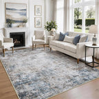 6x9 Area Rugs for Living Room Washable Bedroom Dining Room Brown Blue | Modern - Image 3