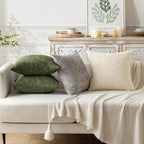 MIULEE Decorative Couch Throw Pillow Covers 18x18 Inch Olive 2 Pack | Modern - Image 3