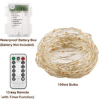 Twinkle Star 2 Pack Orange Halloween Fairy Lights Battery Operated, Total 66 ft 200 Led String Lights Remote Control Timer Silver String Light 8 Modes Firefly Lights for Garden Party Indoor Decor
