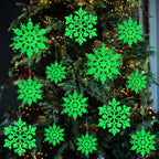 Christmas Snowflake Ornament Glow in The Dark Decorations- 36Pcs Luminous Plastic Snowflake Ornaments for Christmas Tree Decorations Winter Wonderland Bedroom Home Frozen Party Supplies