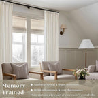 Natural Pinch Pleated Linen Semi Sheer 84 Inch Curtains 2 Panels | Pinch Pleat - Image 2