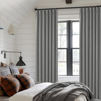 Grey Pinch Pleated 100% Blackout Linen Curtains - Image 8