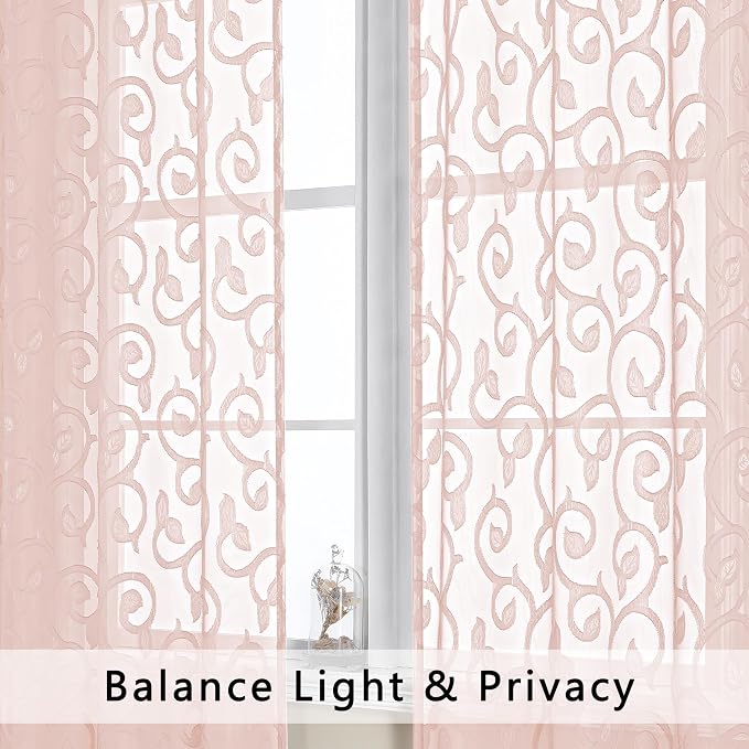 Furman Sheer Curtains 45 Inch Length 2 Panels Set - Image 5