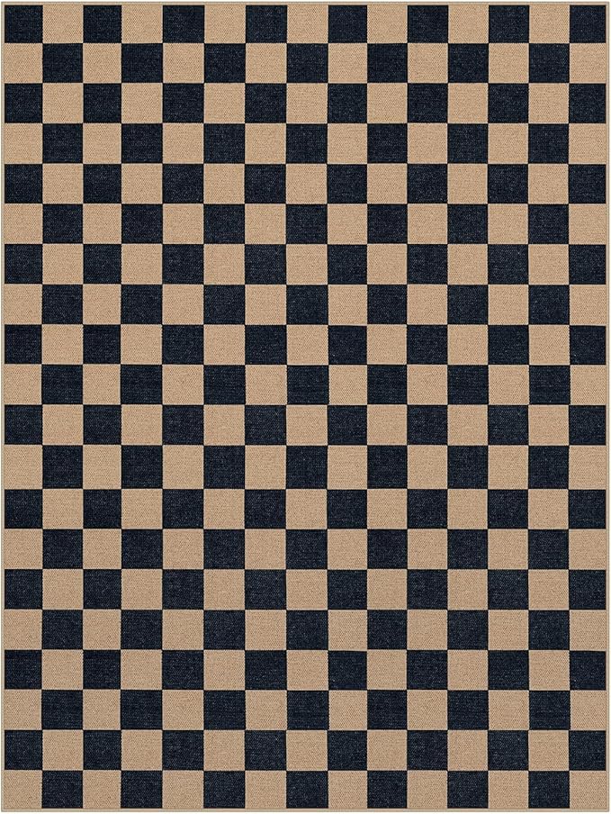 Lahome Checkered Easy Jute Living Room Rug, 9x12 Outdoor Area Rugs Washable | - Image 9