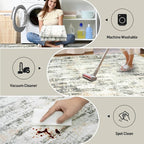 8x10 Area Rugs for Living Room: Washable Abstract Grey Brown Badroom Carpet | - Image 5