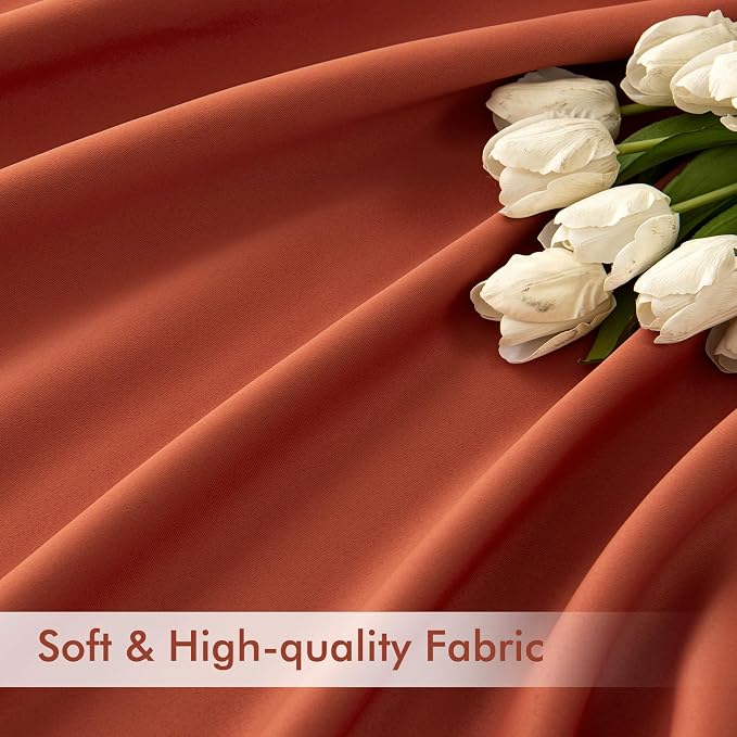 MIULEE Fall Burnt Orange Back Tab Blackout Curtains 52"x96" Length 2 Panels | - Image 6